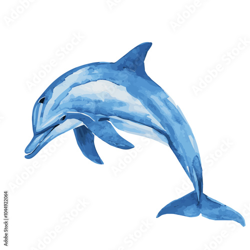 Dolphin in watercolor. Hand drawn sea vector illustration.
