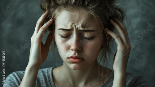 Young woman with headache