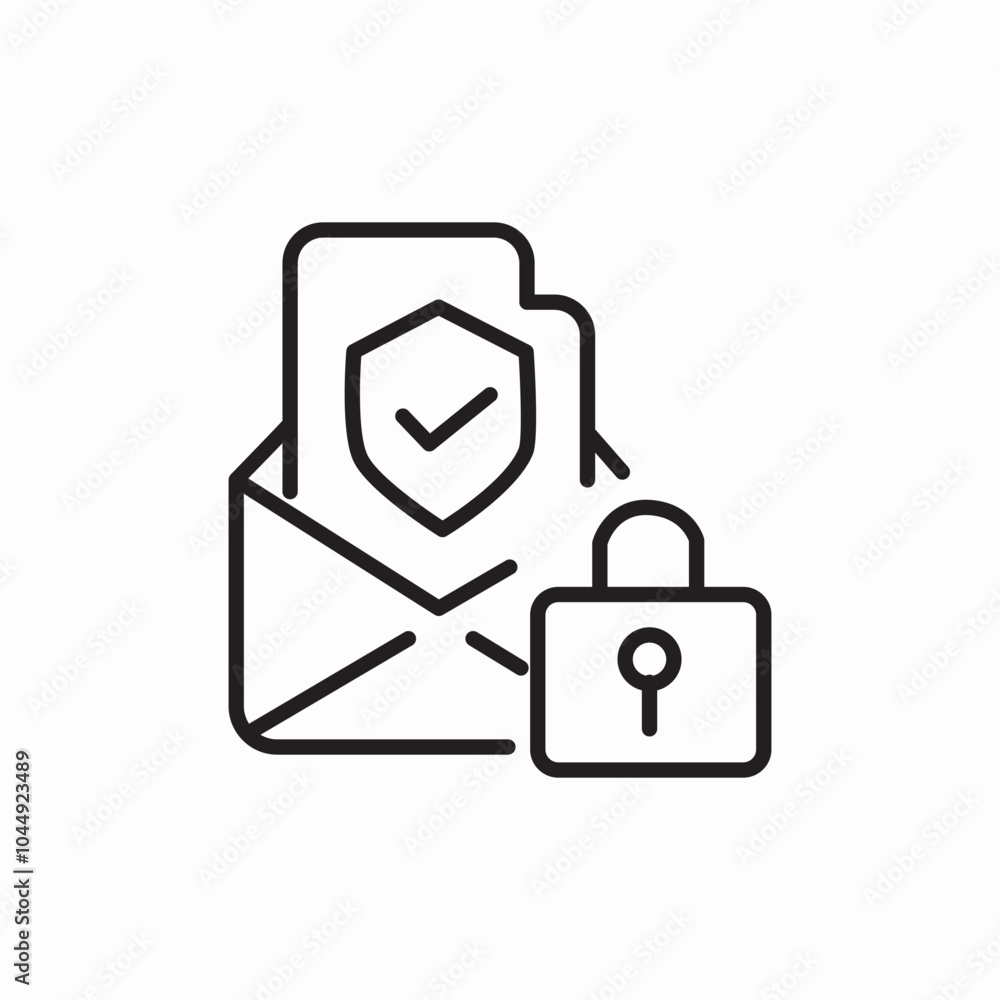 mail lock protection icon sign vector mail lock protection icon sign vector