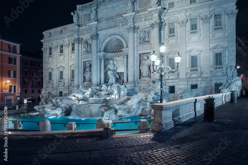 Trevi fountain at night in Rome city, Italy