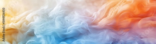 Abstract smoke colorful texture, flowing in waves, ethereal and vibrant swirls of blue, orange, and yellow shades.