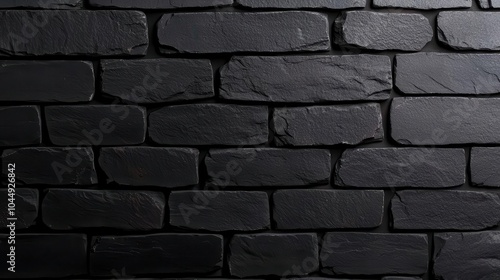 Black stone wall, textured surface, horizontal pattern