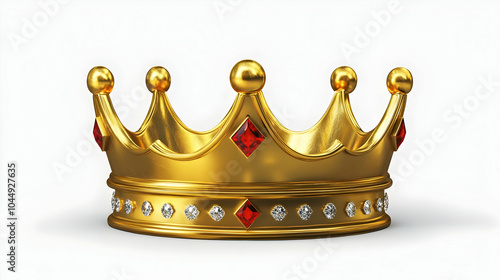 Golden Crown with Red Gems ...