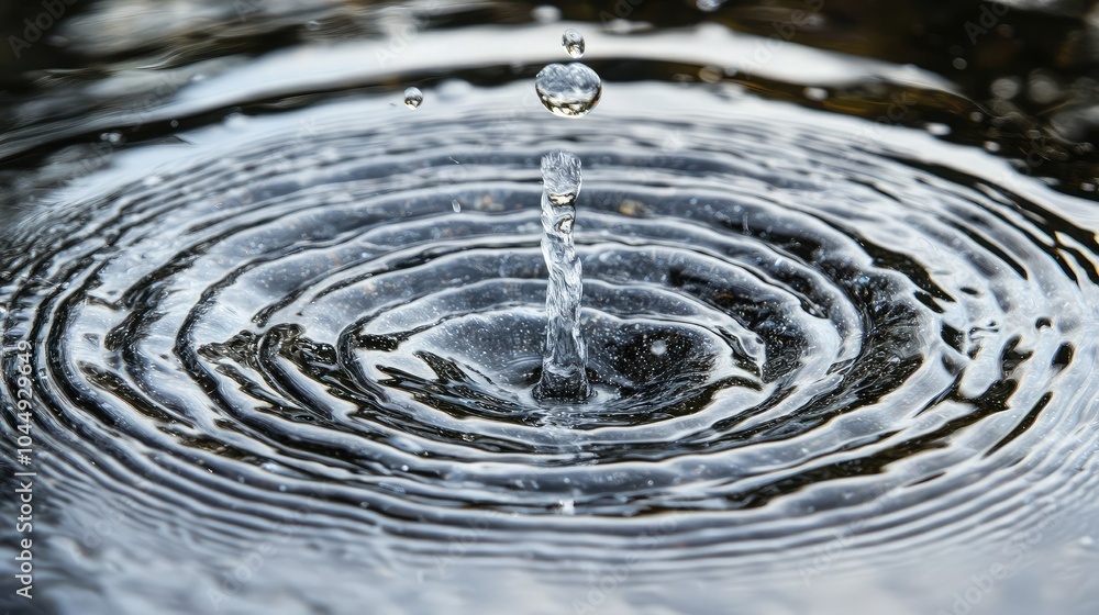 Water Splash Creating Ripple on Calm Surface