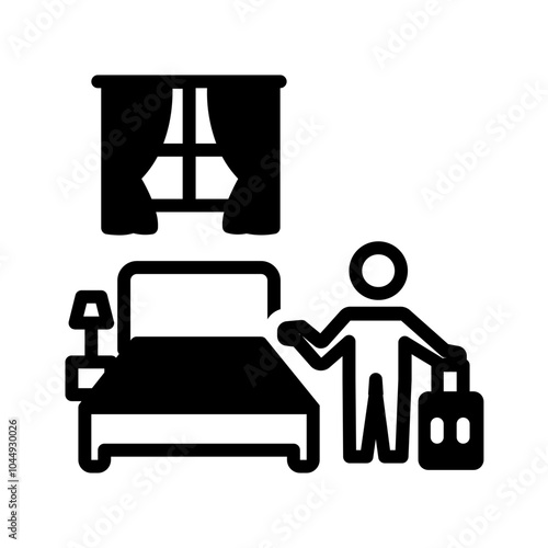Vector solid black icon for Hotel stay