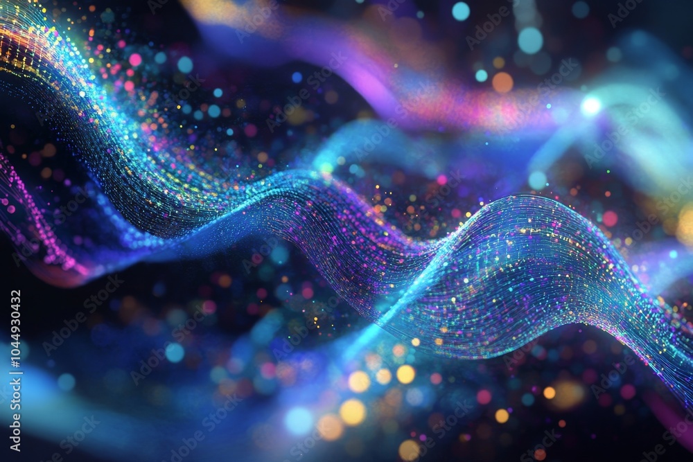 Abstract Visualization of DNA Sequencing with Colorful Particles and Data Streams Generative AI Abstract Visualization of DNA Sequencing with Colorful Particles and Data Streams Generative AI