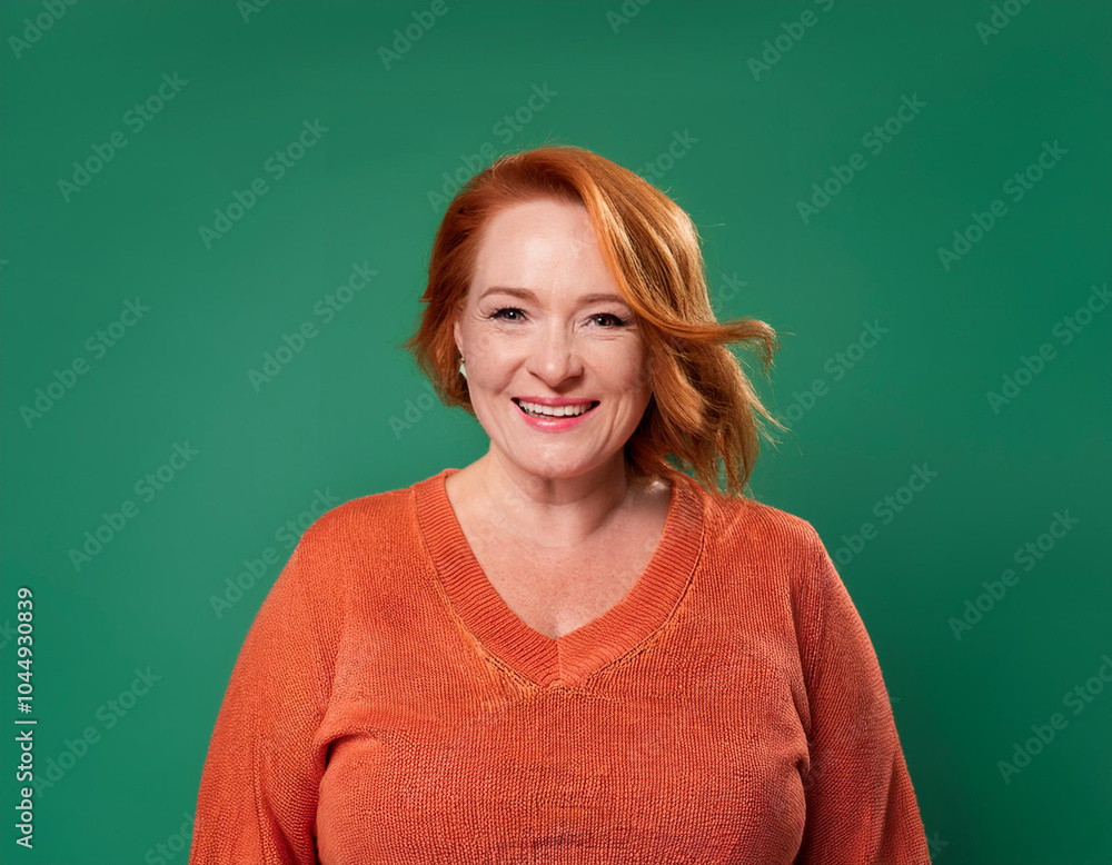 Studio Portrait of Mature Teacher Woman Happily Smiling Against Colored Studio Background Studio Portrait of Mature Teacher Woman Happily Smiling Against Colored Studio Background