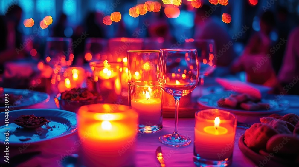Romantic Table Setting with Candlelight Ambiance Romantic Table Setting with Candlelight Ambiance