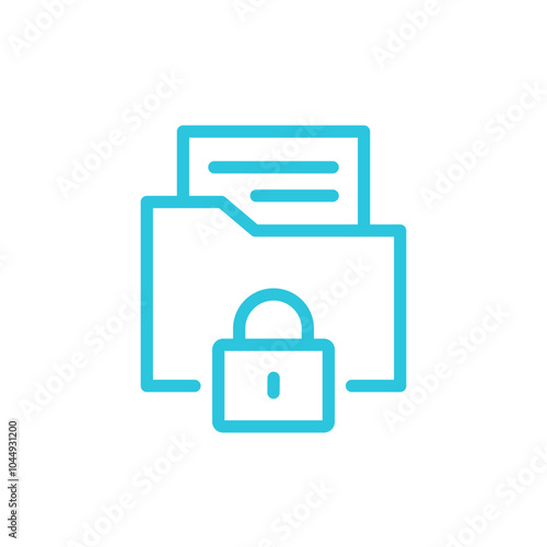Sensitive Data Icon with Locked Folder and Document. Isolated on white background. From blue icon set.