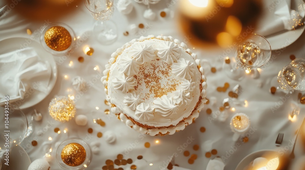 Elegant Dessert at Festive Table Setting Elegant Dessert at Festive Table Setting