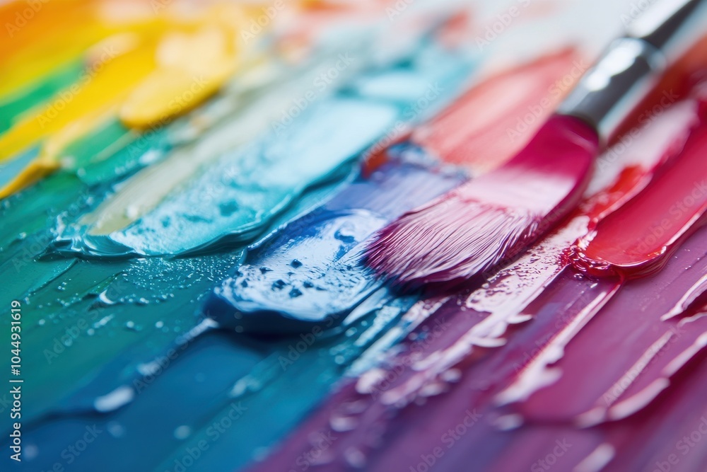 Vivid colors blend on canvas with a brush, showcasing an artistic palette for creativity and inspiration. Vivid colors blend on canvas with a brush, showcasing an artistic palette for creativity and inspiration.