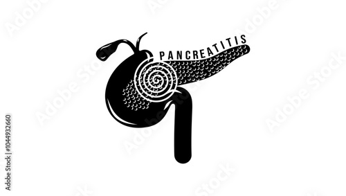 Pancreatitis emblem, black isolated silhouette
