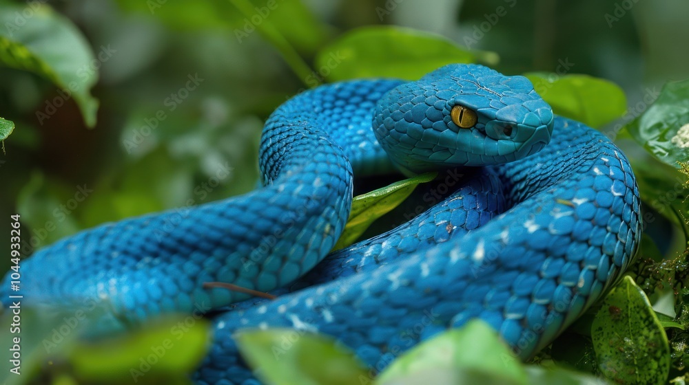 Obraz premium Blue Viper in Lush Foliage