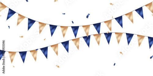 Blue and gold party flag background for celebration vector illustration.