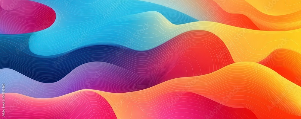 A colorful graphic with abstract shapes, vibrant hues, and smooth gradients, modern flat design style with a sleek and clean layout, ultradetailed and dynamic composition