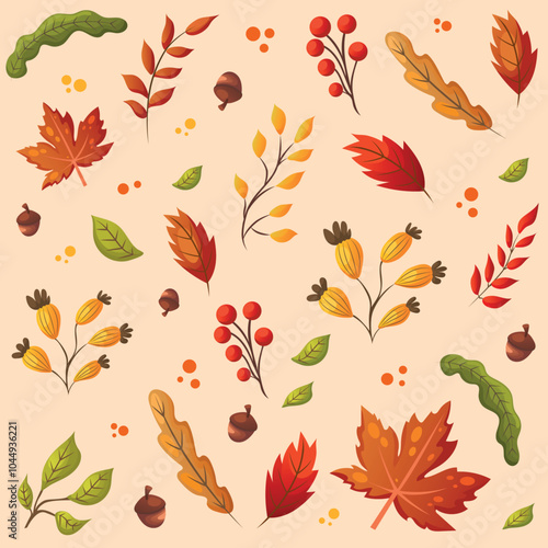 Wallpaper Mural Autumn leaf seamless pattern vector art Torontodigital.ca
