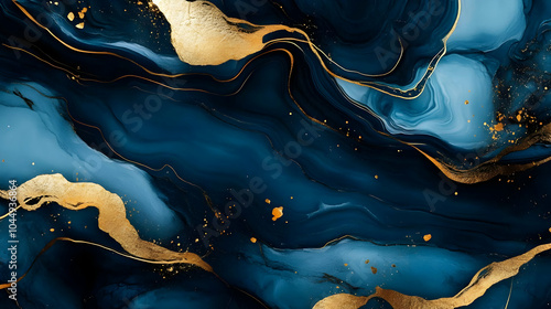 Abstract Blue and Gold Swirl Background