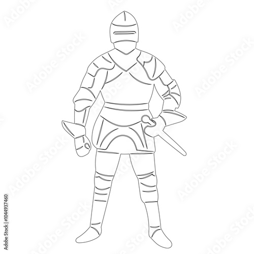 armor, knight, outline, sketch, vector