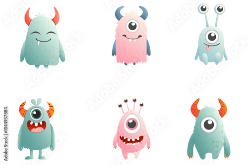A set of cartoon monsters.