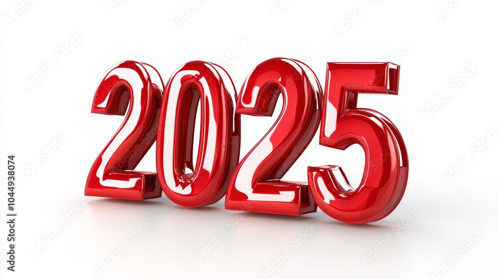 New Year's Toys in Red Color, CGI Rendering, Isolated on White Background Generative AI