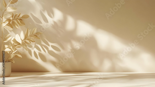 Beige Wall with Plant and S...