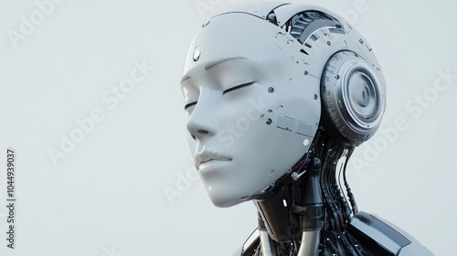 Artificial intelligence in a humanoid head, futuristic AI concept