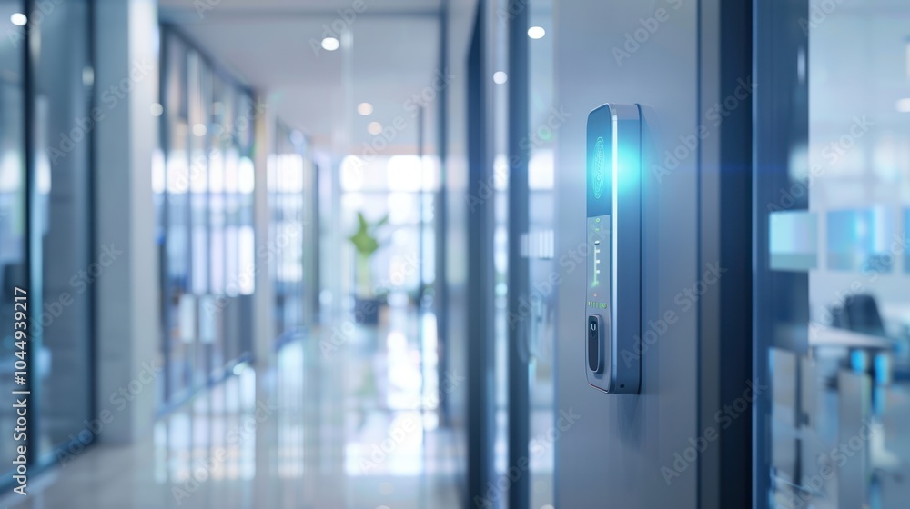 Modern Office Building Entrance with Security System Modern Office Building Entrance with Security System