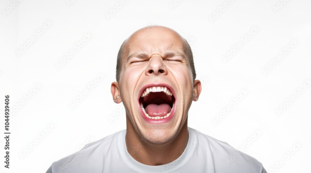 A human figure with an open mouth, silently screaming, yet no sound or emotion is visible. The minimalist form emphasizes internal anguish and suppressed expression. A human figure with an open mouth, silently screaming, yet no sound or emotion is visible. The minimalist form emphasizes internal anguish and suppressed expression.