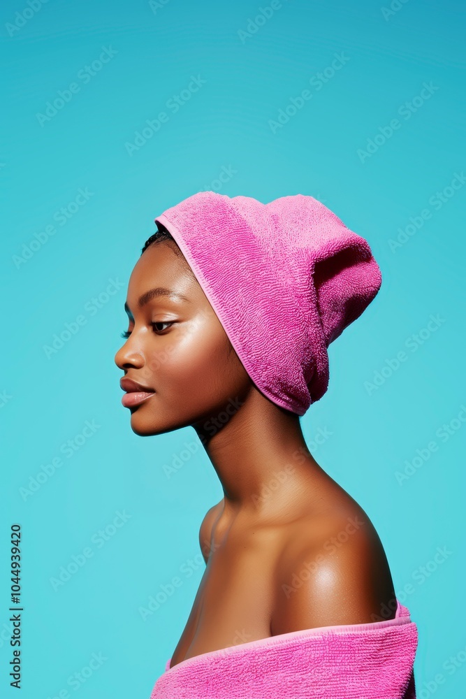 woman with towel on head