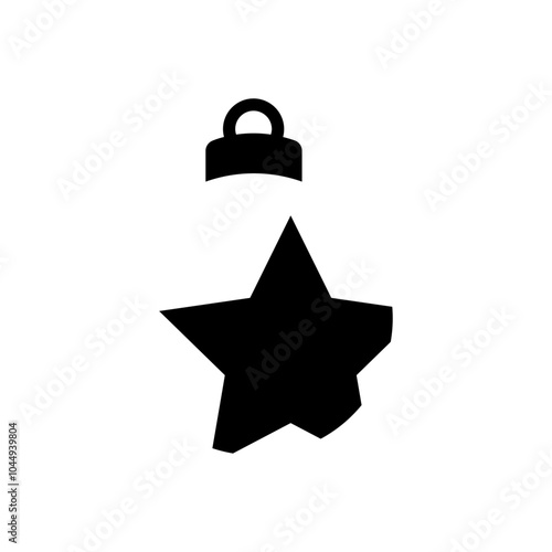 Decoración de Navidad. Logo con silueta de bola de navidad en espacio negativo con estrellas para tarjetas y felicitaciones