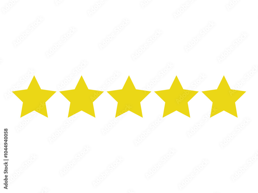 Five-star rating icon on a white background Five-star rating icon on a white background