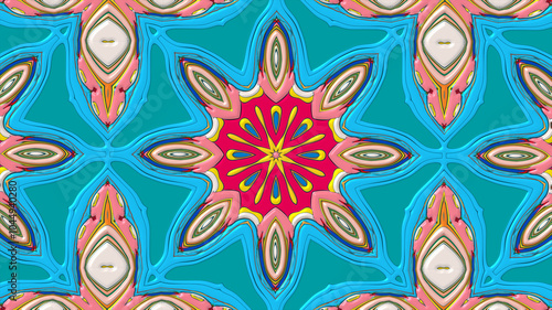 Abstract colorful psychedelic mandala kaleidoscope background pattern for a summer music festival