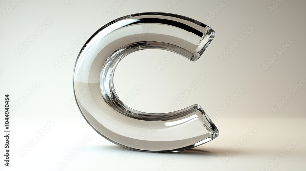 Shiny chrome letter C on clean background Shiny chrome letter C on clean background