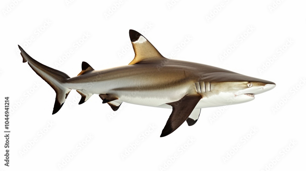 Obraz premium Blacktip Reef Shark Isolated on White Background