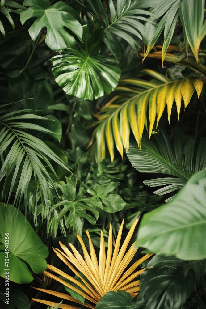 Vibrant Tropical Foliage Close-up for Summer Travel or Nature Backgrounds Generative AI
