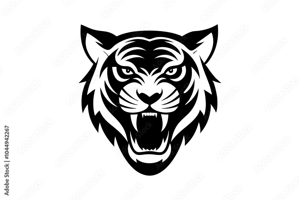 Angry tiger head silhouette vector logo design vector illustration on white Angry tiger head silhouette vector logo design vector illustration on white