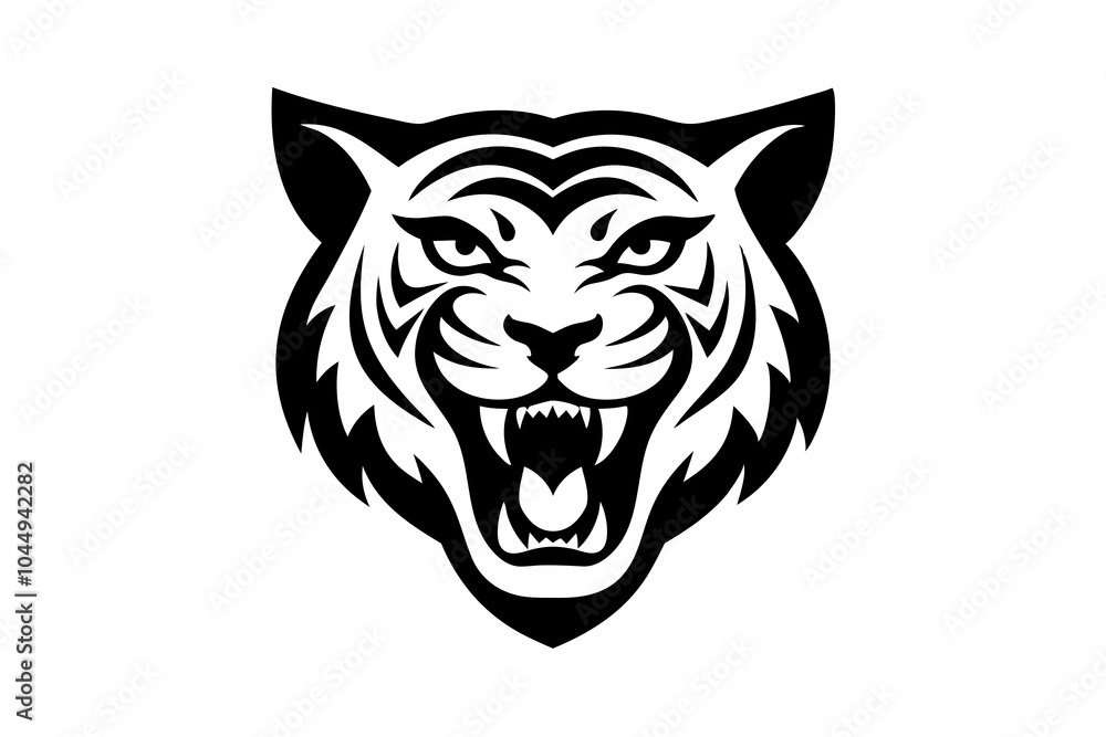 Angry tiger head silhouette vector logo design vector illustration on white Angry tiger head silhouette vector logo design vector illustration on white