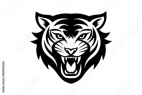  Angry tiger head silhouette vector logo design vector illustration on white