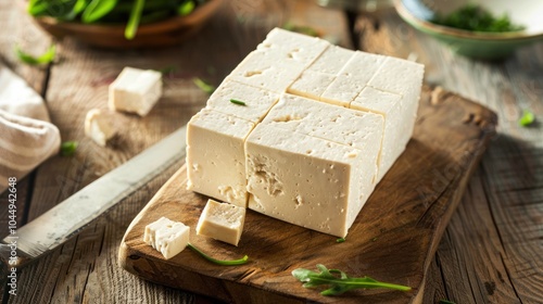 Fresh Tofu Block Ready for Cooking