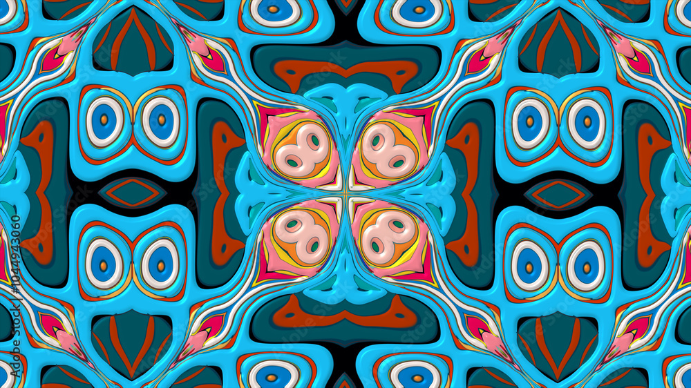 Fototapeta premium Abstract colorful psychedelic mandala kaleidoscope background pattern for a summer music festival