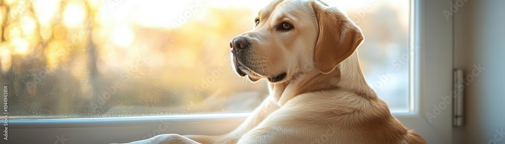 Labrador sitting attentively by the door, waiting for its owner, soft morning light, ultrarealistic detail of expressive eyes and loyal companionship Labrador sitting attentively by the door, waiting for its owner, soft morning light, ultrarealistic detail of expressive eyes and loyal companionship