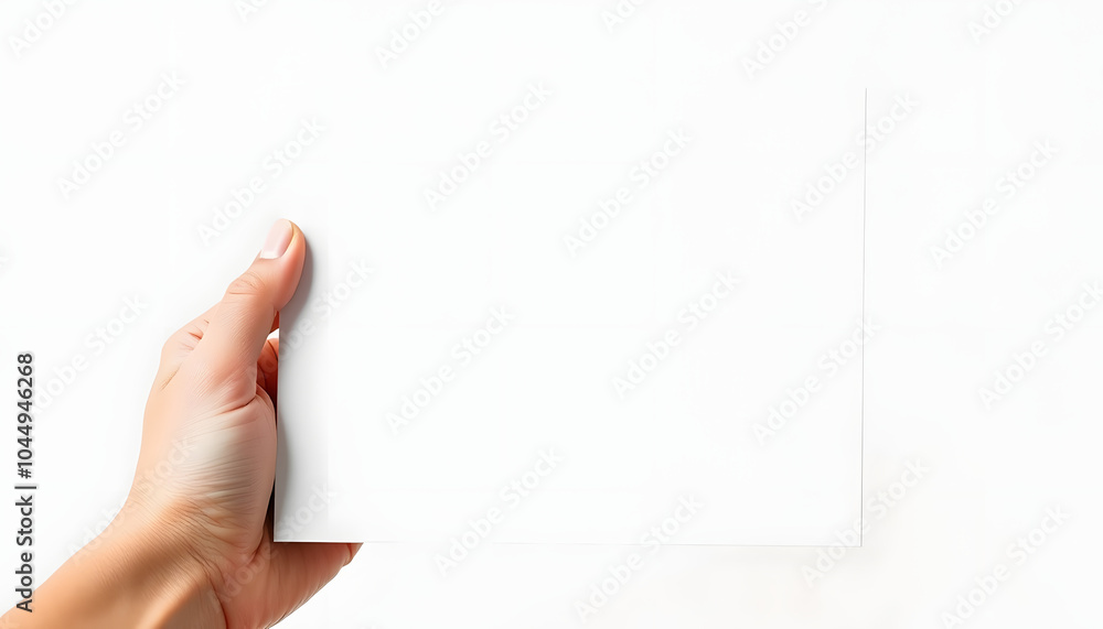 Hand holding blank white 5x7 invitation card for wedding invitation, greeting card, birthday invite, baby shower invite isolated with white highlights, png Hand holding blank white 5x7 invitation card for wedding invitation, greeting card, birthday invite, baby shower invite isolated with white highlights, png