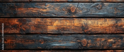 Burnt wooden planks with dark charred edges and natural grain texture Generative AI