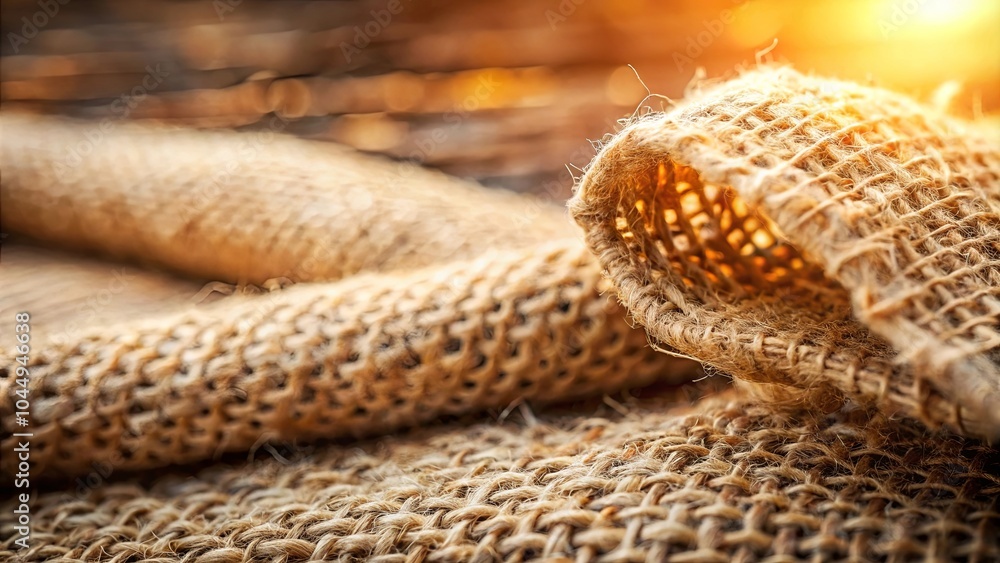 Obraz premium The sun's glow illuminates the intricate weave of a natural fiber, highlighting the delicate texture of the material, creating a warm and inviting visual.