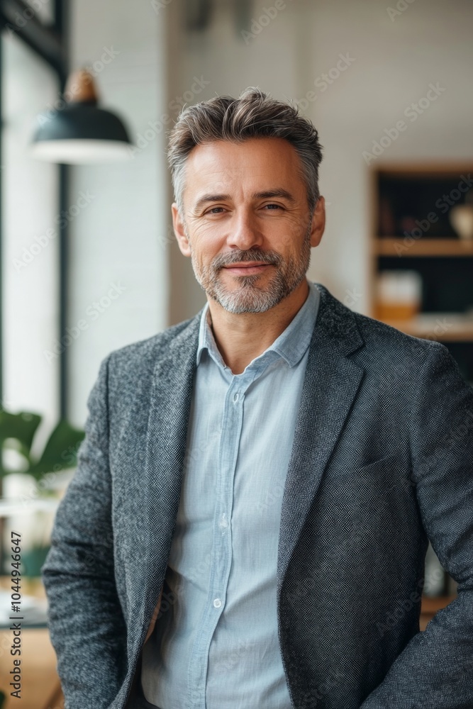 Portrait of a Successful Businessman in Modern Office Generative AI Portrait of a Successful Businessman in Modern Office Generative AI
