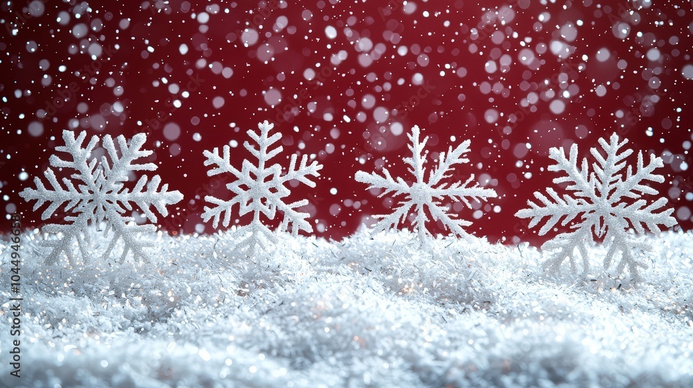 A bold red Christmas background adorned with classic white snowflake patterns and festive holly leaves, softly illuminated by glowing lights, evoking a warm holiday spirit. A bold red Christmas background adorned with classic white snowflake patterns and festive holly leaves, softly illuminated by glowing lights, evoking a warm holiday spirit.