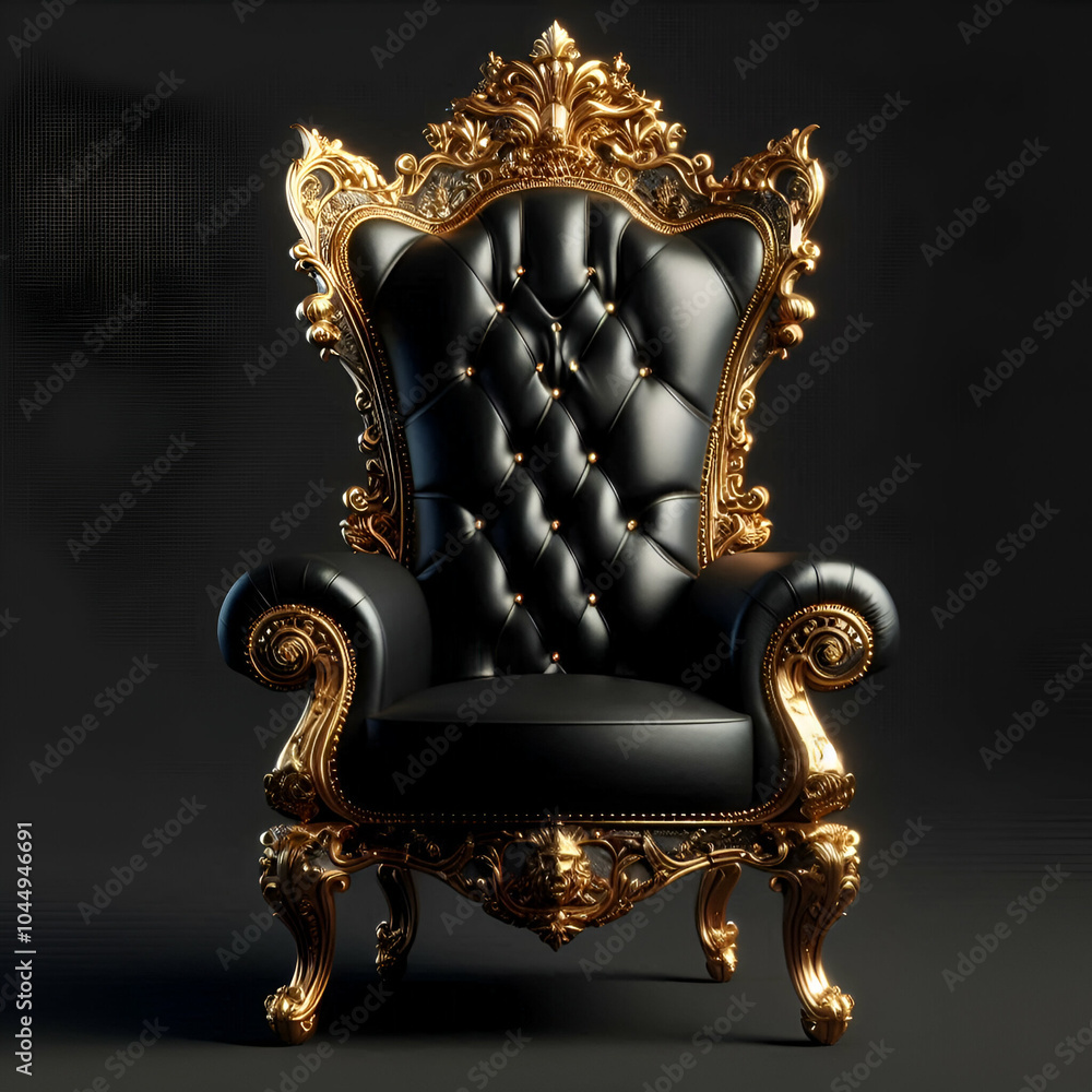 Luxury Black Leather Armchair with Gold Ornaments
Luxury Black Leather Armchair with Gold Ornaments