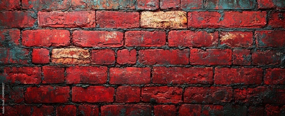 Rugged red brick wall with darkened aged texture and weathered surface Generative AI Rugged red brick wall with darkened aged texture and weathered surface Generative AI