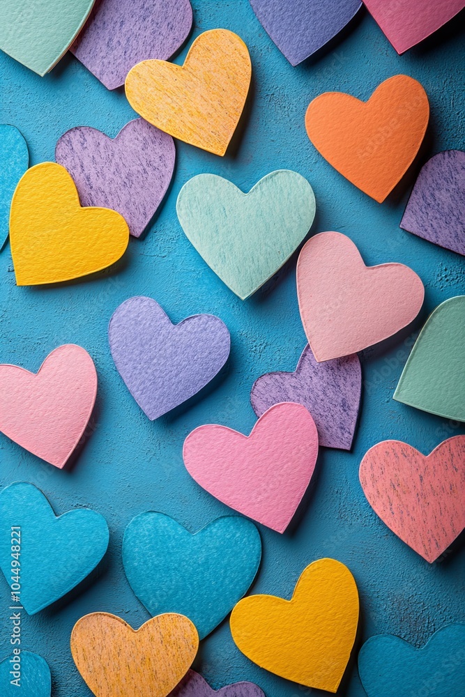 Fototapeta premium Colorful heart-shaped greeting cards for cheerful messages and artistic designs