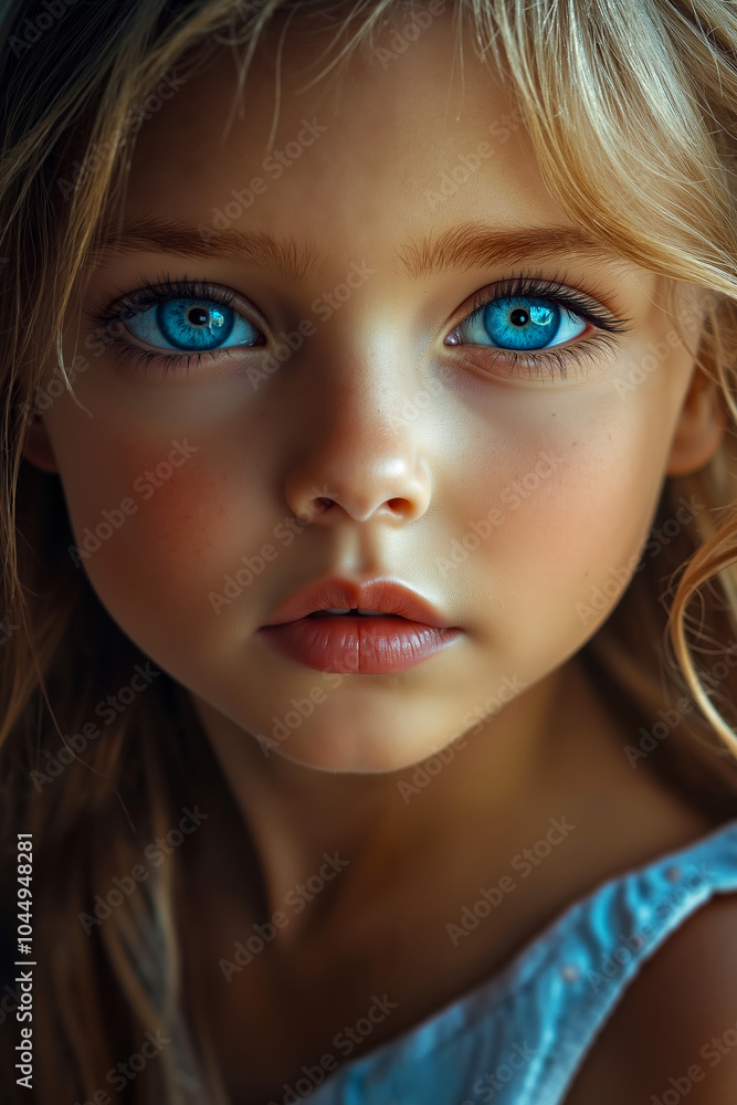 A little girl with blue eyes looking at the camera A little girl with blue eyes looking at the camera
